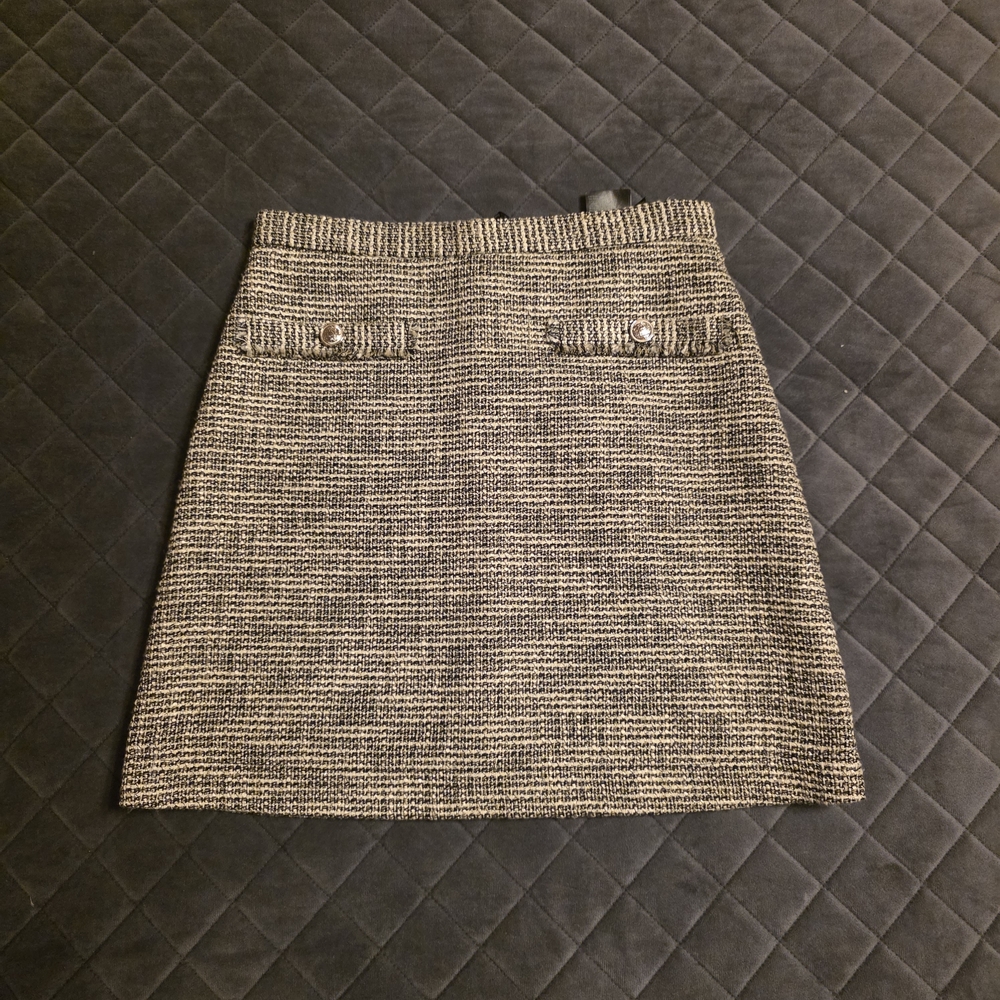 H&M Elegant Black and White Tweed Mini Skirt
